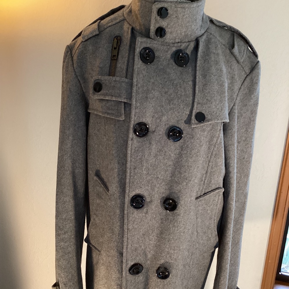 Wool Blend Gray Button Front Coat - image 1